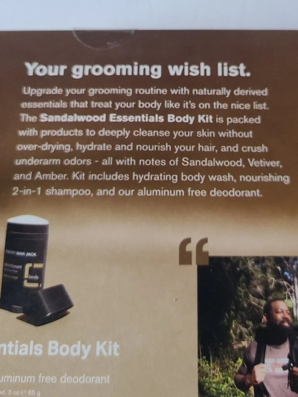 EVERY MAN JACK -NIB- SANDAL WOOD ESSENTIALS BODY KIT